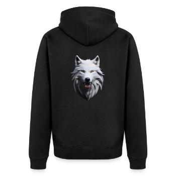 Wolf - Unisex Premium Bio Zip Hoodie - Schwarz - Hinten - Nico (187cm)