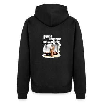 Tenerife GTA 2 - Unisex Premium Bio Zip Hoodie - Schwarz - Hinten - Nico (187cm)
