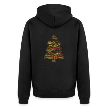Geschenkidee Weihnachten - Unisex Premium Bio Zip Hoodie - Schwarz - Hinten - Nico (187cm)