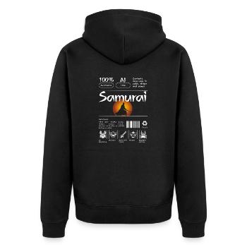 Samurai vor Sonnenuntergang - Unisex Premium Bio Zip Hoodie - Schwarz - Hinten - Nico (187cm)