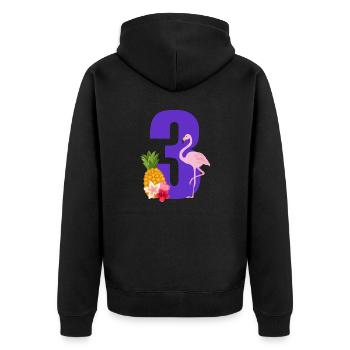 3rd Anniversary Flamingo - Unisex Premium Organic Zip Hoodie - black - Back - Nico (187cm)