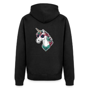 Unicorn Christmas Drawing - Unisex Premium Organic Zip Hoodie - black - Back - Nico (187cm)