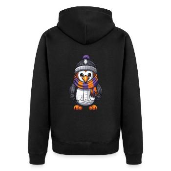 Penguin Comic Winter - Unisex Premium Organic Zip Hoodie - black - Back - Nico (187cm)