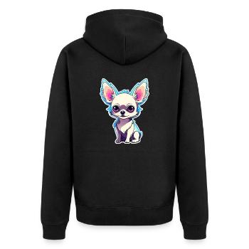Chihuahua Dog Drawing - Unisex Premium Organic Zip Hoodie - black - Back - Nico (187cm)