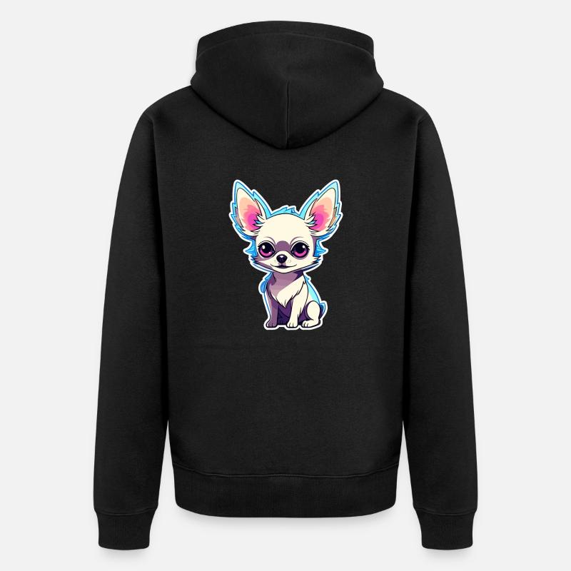 Dessin de chien Chihuahua - Veste à capuche bio Premium Unisexe - noir