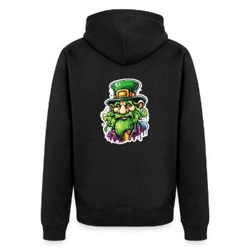 Leprechaun / Leprechaun / Vert / Gingembre / Irlande - Veste à capuche bio Premium Unisexe - noir - Dos - Nico (187cm)