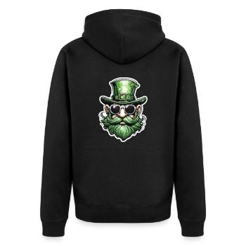 Leprechaun / Leprechaun / Vert / Gingembre / Irlande - Veste à capuche bio Premium Unisexe - noir - Dos - Nico (187cm)