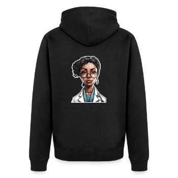Ärztin / Medizinerin / Doktor / Beruf / Fachärztin - Unisex Premium Bio Zip Hoodie - Schwarz - Hinten - Nico (187cm)