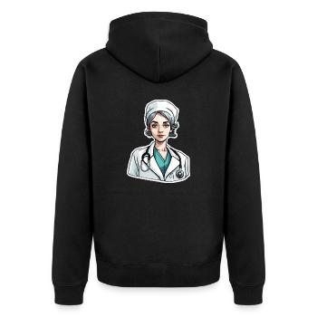 Ärztin / Medizinerin / Doktor / Beruf / Fachärztin - Unisex Premium Bio Zip Hoodie - Schwarz - Hinten - Nico (187cm)