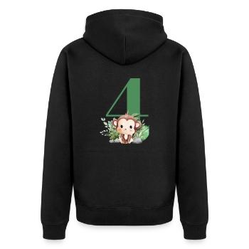 4e anniversaire singe safari - Veste à capuche bio Premium Unisexe - noir - Dos - Nico (187cm)