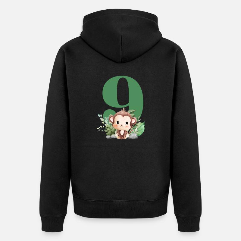 9e anniversaire singe safari - Veste à capuche bio Premium Unisexe - noir