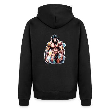 Bodybuilder / Sports / Fitness / Monkey / Muscles - Unisex Premium Organic Zip Hoodie - black - Back - Nico (187cm)