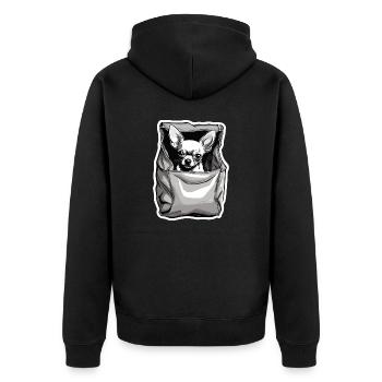 Chihuahua / small dog / animal / tiny / breed - Unisex Premium Organic Zip Hoodie - black - Back - Nico (187cm)