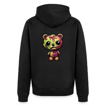 Teddybär / Kuscheltier / Stofftier / Geschenkidee - Unisex Premium Bio Zip Hoodie - Schwarz - Hinten - Nico (187cm)