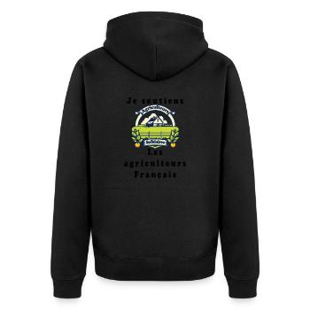 Unterstützung für Landwirte #7 - Unisex Premium Bio Zip Hoodie - Schwarz - Hinten - Nico (187cm)