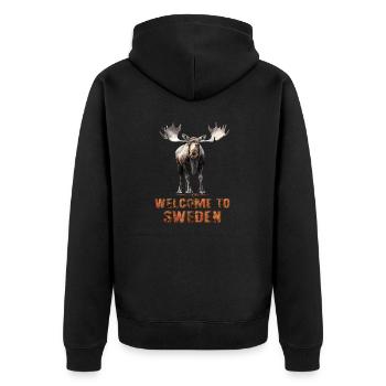Sweden Swedish moose best animal antlers deer deer - Unisex Premium Organic Zip Hoodie - black - Back - Nico (187cm)