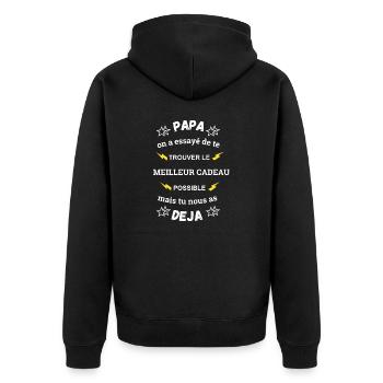 Papa, Meilleur Cadeau De Fête Des Pères - Veste à capuche bio Premium Unisexe - noir - Dos - Nico (187cm)