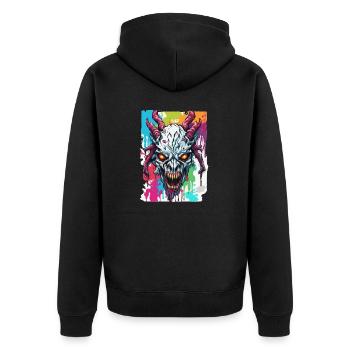 Wendigo / böser Geist / Besitzergreifend / Horror - Unisex Premium Bio Zip Hoodie - Schwarz - Hinten - Nico (187cm)