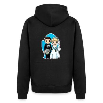 Just Married - Zur Hochzeit - Unisex Premium Bio Zip Hoodie - Schwarz - Hinten - Nico (187cm)