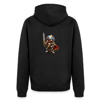 Ritter #lovely toons - Unisex Premium Bio Zip Hoodie - Schwarz - Hinten - Nico (187cm)