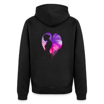 Blumen Frauen Mädchen Mode Design Kunst Weiblicher Stil - Unisex Premium Bio Zip Hoodie - Schwarz - Hinten - Nico (187cm)