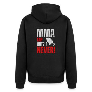 MMA Tap out? Never! - Unisex Premium Bio Zip Hoodie - Schwarz - Hinten - Nico (187cm)