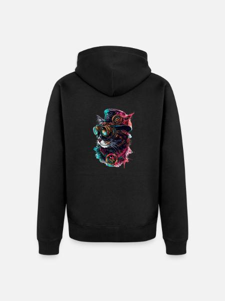 Cyberpunk Katze - Unisex Premium Bio Zip Hoodie - Schwarz
