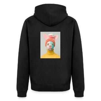 AP Surreal Human Dog Portrait 3 August 2024 - Unisex Premium Bio Zip Hoodie - Schwarz - Hinten - Nico (187cm)