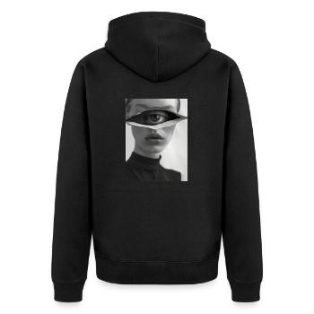AP Portrait surréaliste 5 août 2024 - Veste à capuche bio Premium Unisexe - noir - Dos - Nico (187cm)