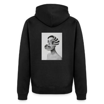 AP Portrait surréaliste 4 août 2024 - Veste à capuche bio Premium Unisexe - noir - Dos - Nico (187cm)