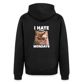 I hate mondays saying cat monday funny - Unisex Premium Organic Zip Hoodie - black - Back - Nico (187cm)