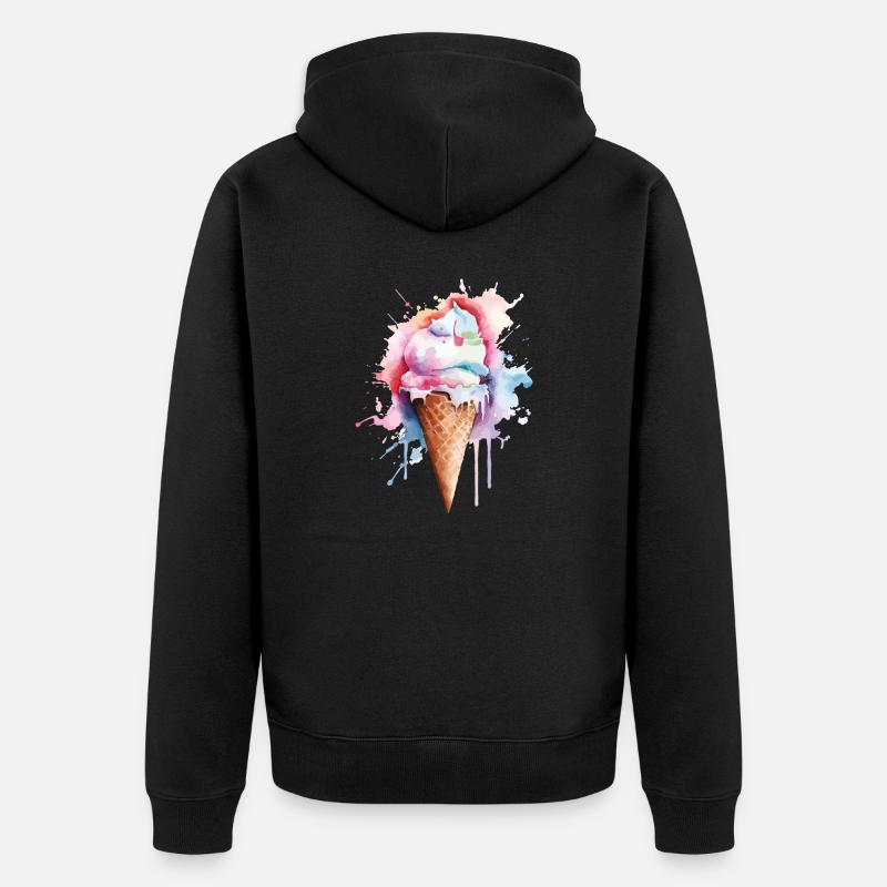 Eis Eiscreme - Unisex Premium Bio Zip Hoodie - Schwarz