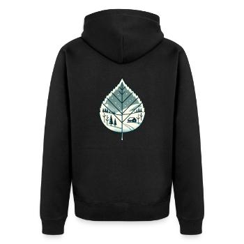 Blatt mit Schneelandschaft - Unisex Premium Bio Zip Hoodie - Schwarz - Hinten - Nico (187cm)