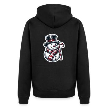 Schneemann mit Zuckerstange - Unisex Premium Bio Zip Hoodie - Schwarz - Hinten - Nico (187cm)