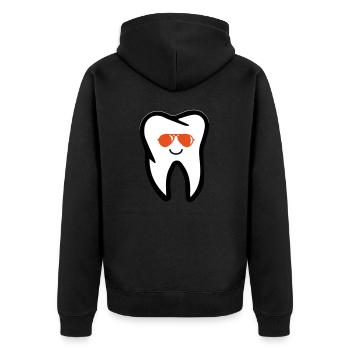zahn sonnenbrille - Unisex Premium Bio Zip Hoodie - Schwarz - Hinten - Nico (187cm)
