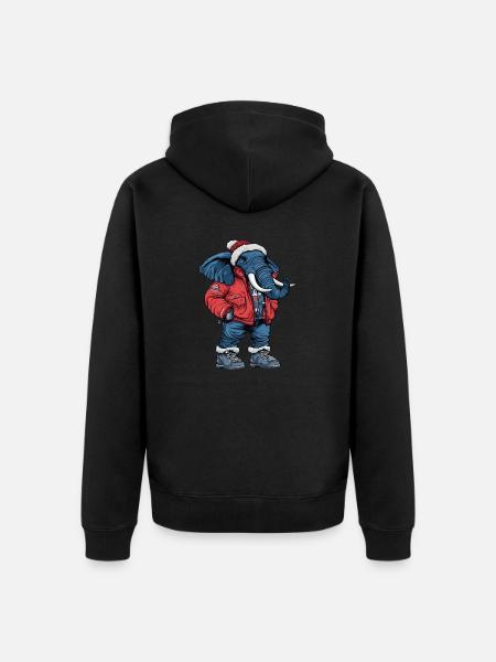 Éléphant Mode Hiver - Veste à capuche bio Premium Unisexe - noir