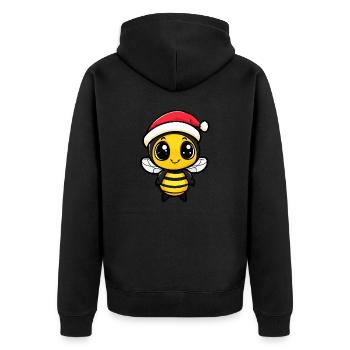 Biene Weihnachten - Unisex Premium Bio Zip Hoodie - Schwarz - Hinten - Nico (187cm)