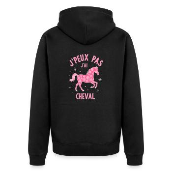 Équitation Humoristique - Cheval Rose - Veste à capuche bio Premium Unisexe - noir - Dos - Nico (187cm)