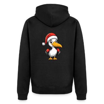 Pelikan Vogel Weihnachten - Unisex Premium Bio Zip Hoodie - Schwarz - Hinten - Nico (187cm)