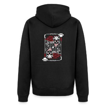 Katzen Karten Rücken - Unisex Premium Bio Zip Hoodie - Schwarz - Hinten - Nico (187cm)