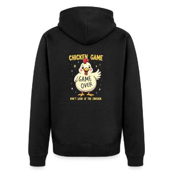 Ne regardez pas le poulet Lustiges Huhn - Veste à capuche bio Premium Unisexe - noir - Dos - Nico (187cm)