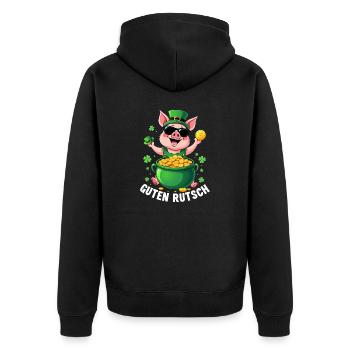 Lucky Pig - Réveillon du Nouvel An Bonne Année - Veste à capuche bio Premium Unisexe - noir - Dos - Nico (187cm)