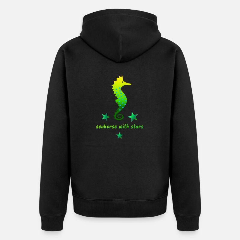 Hippocampe vert avec astérisque - Veste à capuche bio Premium Unisexe - noir