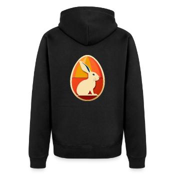 Osterei Design No.14 - Unisex Premium Bio Zip Hoodie - Schwarz - Hinten - Nico (187cm)