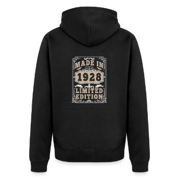 Original 1928 Vintage Vintage Retro Birthday - Unisex Premium Organic Zip Hoodie - black - Back - Nico (187cm)