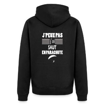 J'peux pas j'ai saut en parachute t-shirt - Veste à capuche bio Premium Unisexe - noir - Dos - Nico (187cm)