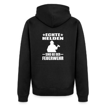 Feuerwehr - Unisex Premium Bio Zip Hoodie - Schwarz - Hinten - Nico (187cm)