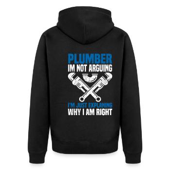 Klempner | Handwerk Handwerker Meister Geschenke - Unisex Premium Bio Zip Hoodie - Schwarz - Hinten - Nico (187cm)