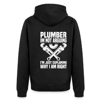 Funny Plumber Sayings | Artisan Gift Idea - Unisex Premium Organic Zip Hoodie - black - Back - Nico (187cm)