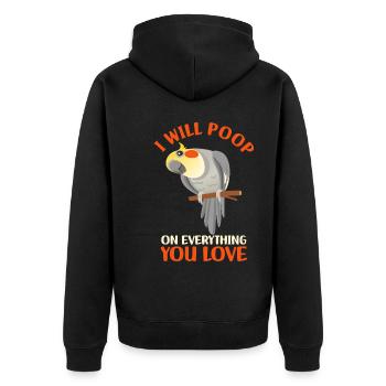 Cockatiel Pet Birds | Idée cadeau oiseau - Veste à capuche bio Premium Unisexe - noir - Dos - Nico (187cm)